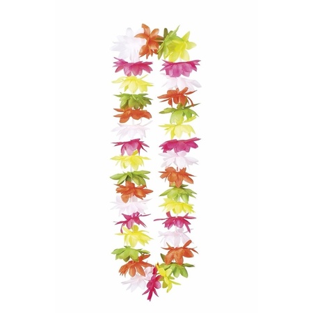 Coloured Hawaiian lei /flowers guirlande - plastic - 50 cm