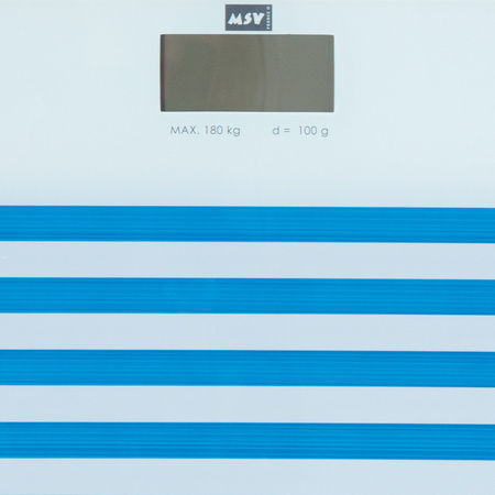 MSV Personen weegschaal - wit/blauw - glas - 29 x 29 cm - digitaal